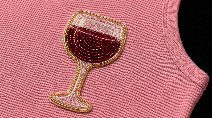 Beaded wine glass patch