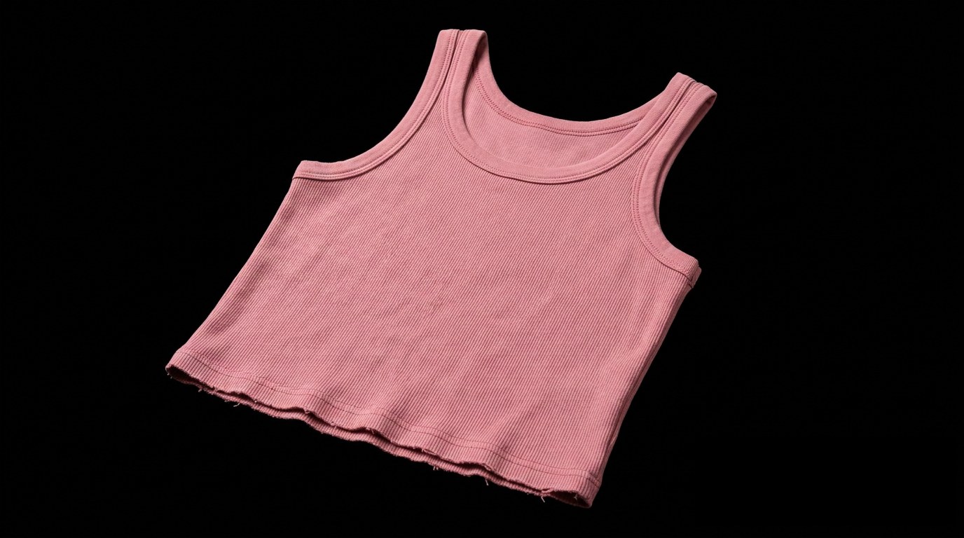 A ribbed tank top blank, ready to be hand-beaded